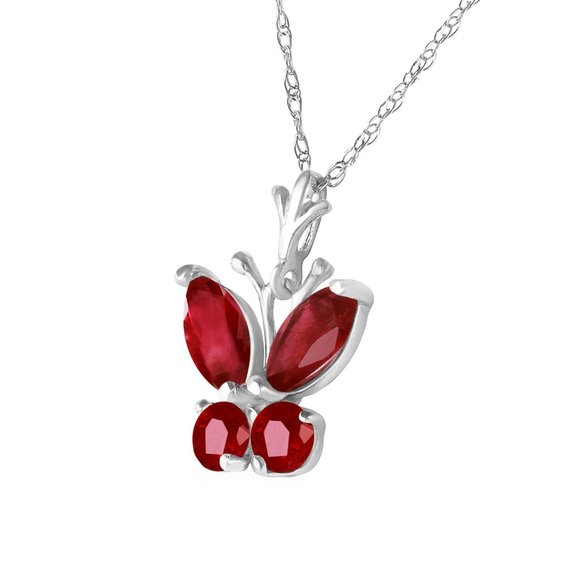 14K. GOLD BUTTERFLY NECKLACE WITH NATURAL RUBIES - Picture 11 of 14